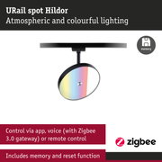 URail Spot Hildor black LED track light with colorful lighting and Zigbee control
