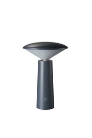 Moderne LED-tafellamp van grijs metaal met kegelvormige diffuser en touchschakelaar