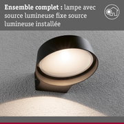 Applique murale extérieure noire avec source lumineuse fixe sur mur gris pour éclairage extérieur