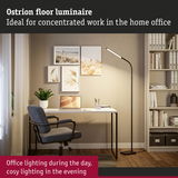 Ostrion black floor lamp with flexible arm ideal for focused home office lighting and work
