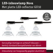 LED-inbouwlamp Nova met platte LED-reflector GU10 in wit en zwarte kabel voor verlichting