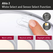 Abia 2 LED ceiling light with white select and sensor function in white for home lighting