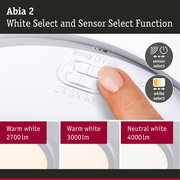 Abia 2 LED ceiling light with white select and sensor function in white for home lighting