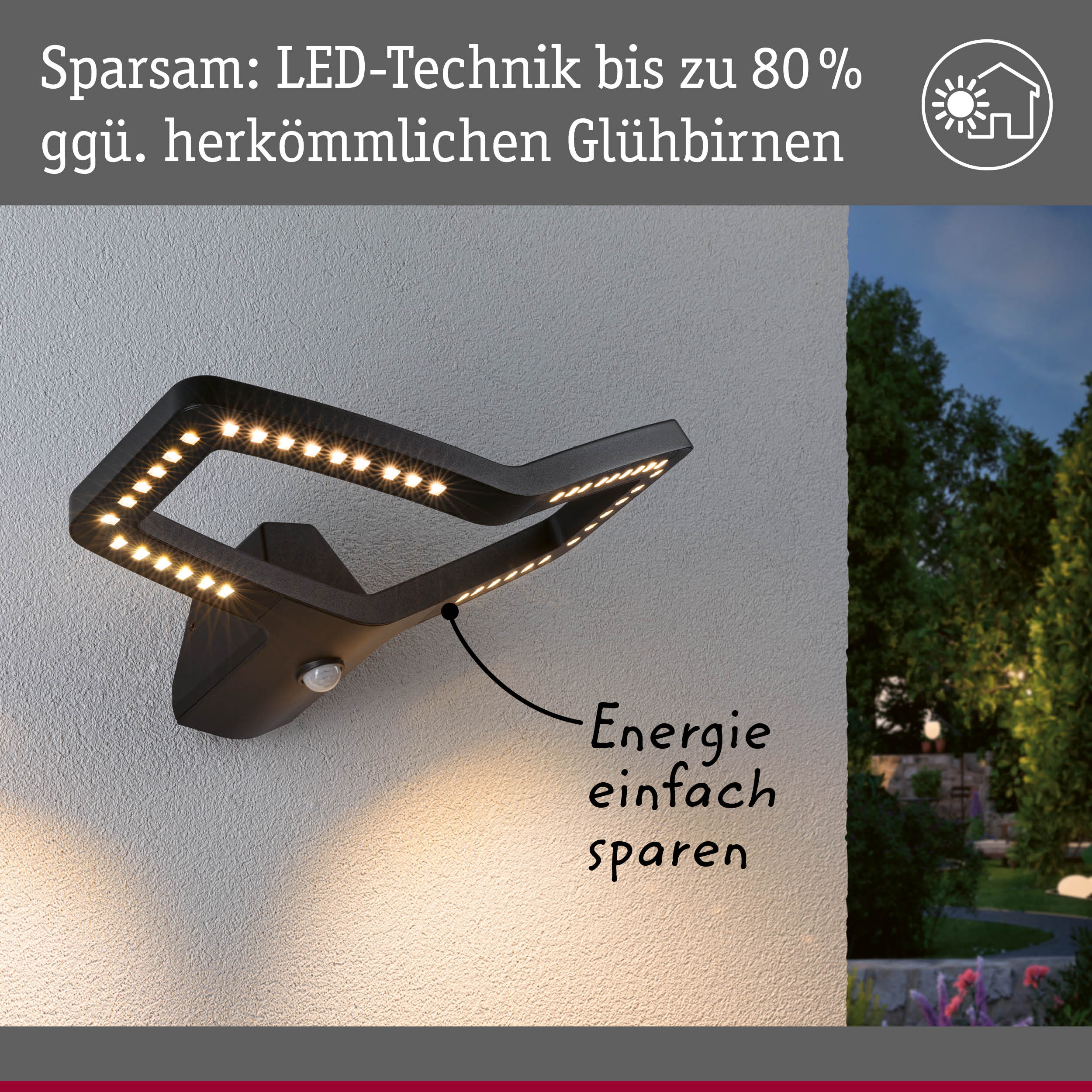 Schwarze LED-Außenwandleuchte mit modernem Design und energiesparender Technik für Gartenbeleuchtung