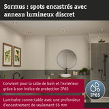 Spots encastrés Sormus avec anneau lumineux discret, indice IP65, adaptés salle de bain et extérieur