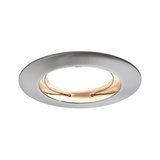 Ronde inbouwspot van geborsteld zilverkleurig aluminium met warm wit licht voor woonruimtes