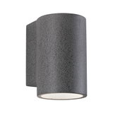 Graue Außenwandleuchte aus strukturiertem Material mit rundem Design für moderne Außenbeleuchtung
