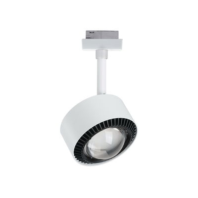 Moderne witte LED-spot met zwarte ventilatiering van metaal voor flexibele verlichting