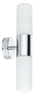 Moderne wandlamp met mat wit glas en chroom metaal voor stijlvolle binnenverlichting