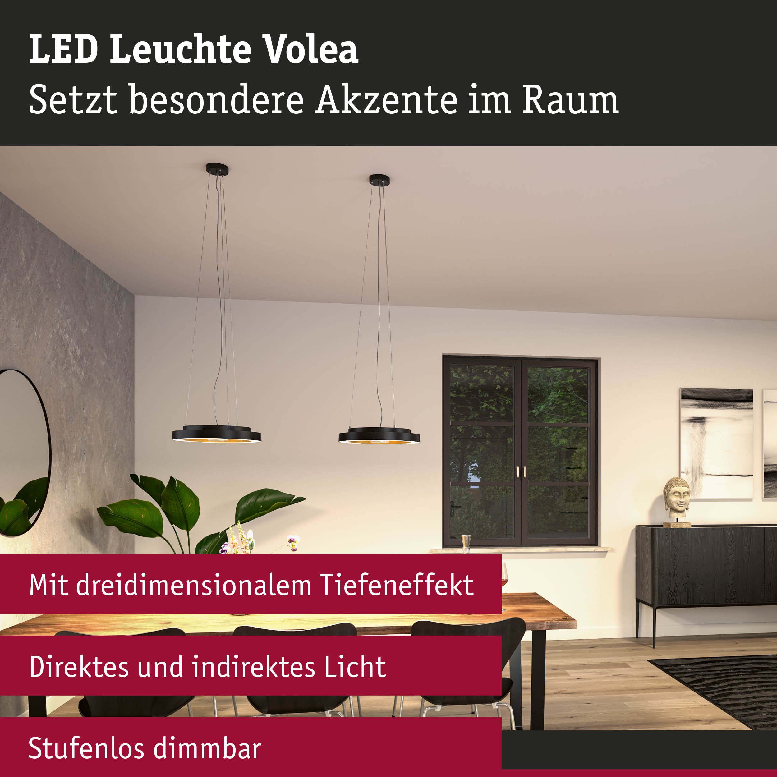 LED Deckenleuchte Volea 3000K 950lm 230V 3,5W / 13W dimmbar Schwarz/Gold/Silber