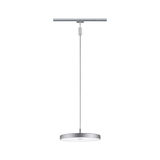 Runde LED-Pendelleuchte aus silbernem Metall mit weißem Diffusor für moderne Innenbeleuchtung