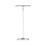 Runde LED-Pendelleuchte aus silbernem Metall mit weißem Diffusor für moderne Innenbeleuchtung