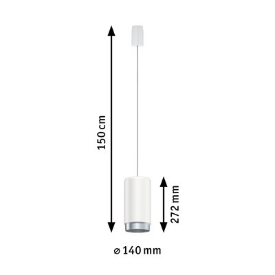 Suspension blanche en métal avec câble de 150 cm et diamètre de 140 mm, lampe LED moderne