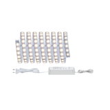 Flexible LED strip with warm white lights and white power supply for versatile lighting solutions