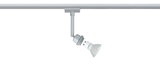 Silver track light with detachable GU10 LED spotlight made of glass for flexible lighting