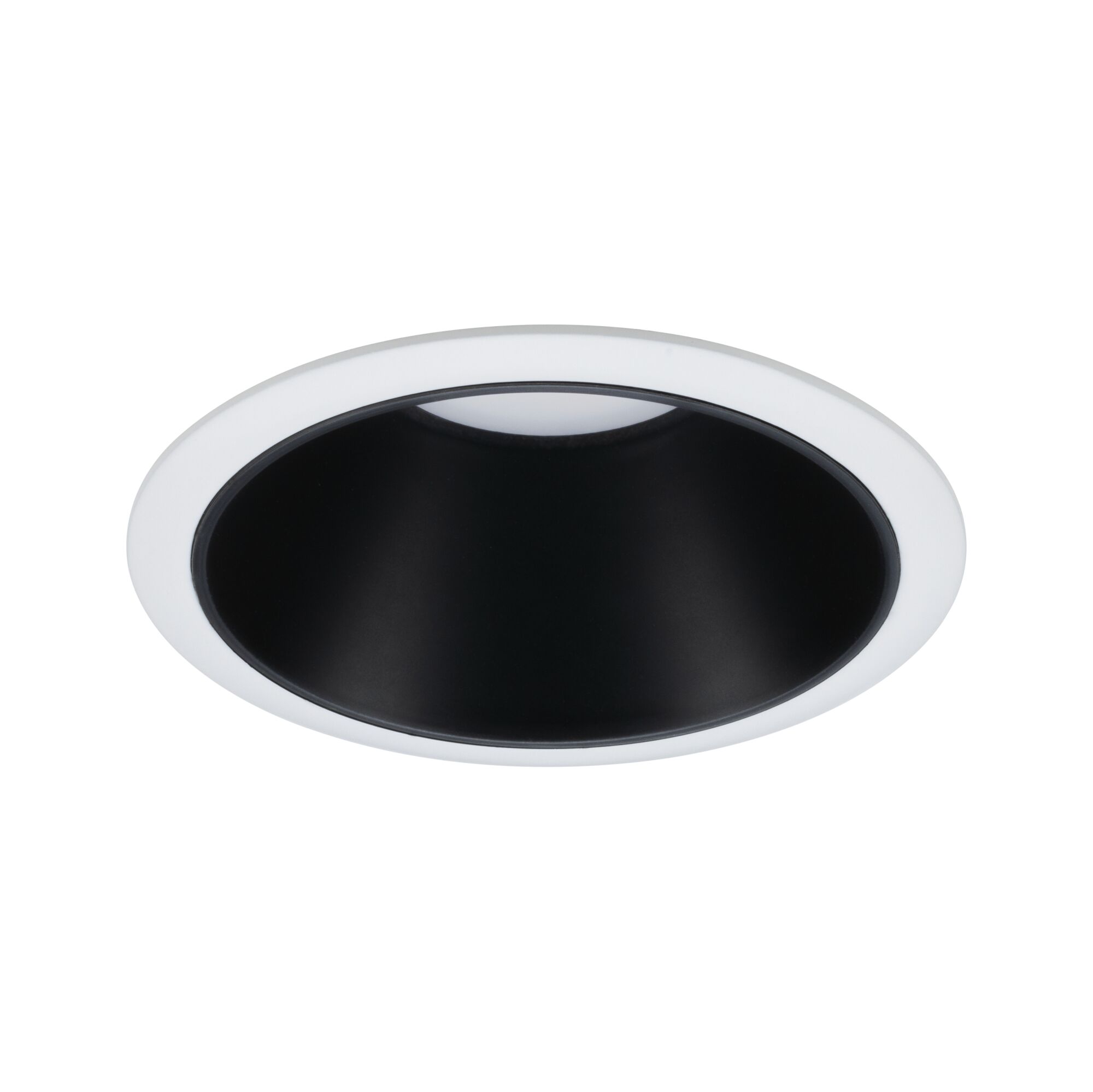 Round LED recessed spotlight with white frame and black inner ring for modern room lighting