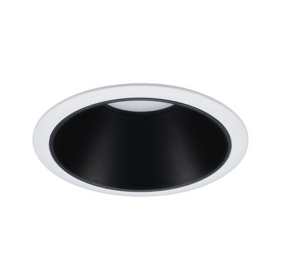 Round LED recessed spotlight with white frame and black inner ring for modern room lighting