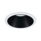 Round LED recessed spotlight with white frame and black inner ring for modern room lighting