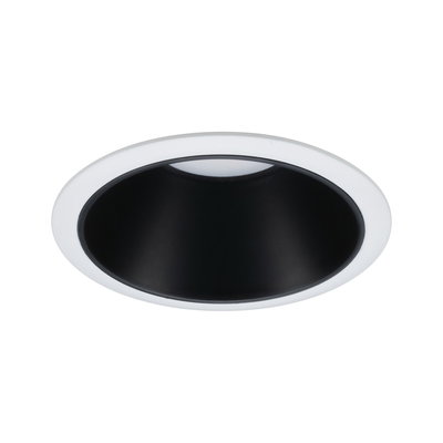 Round LED recessed spotlight with white frame and black inner ring for modern room lighting