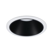 Black recessed spotlight with white plastic trim for modern LED lighting solutions