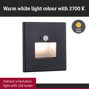 Black LED wall light with indirect orientation and warm white 2700K light, 120 lumens
