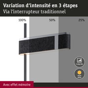Lampadaire moderne noir avec variation d'intensité en 3 étapes et lumière blanc chaud