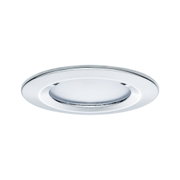 Runder Einbaustrahler aus Chrom mit weißem Diffusor für moderne LED-Deckenbeleuchtung