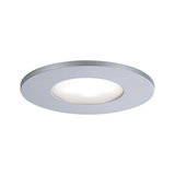 Round LED recessed light in silver aluminum with white diffuser for modern room lighting