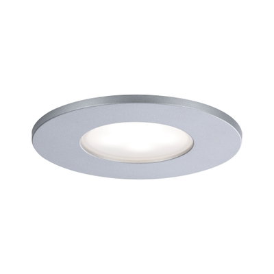 Rundes LED-Einbauleuchte aus silbernem Aluminium mit weißem Diffusor für moderne Raumbeleuchtung