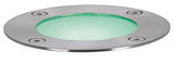 Round stainless steel recessed light housing with green glass for LED floor lighting