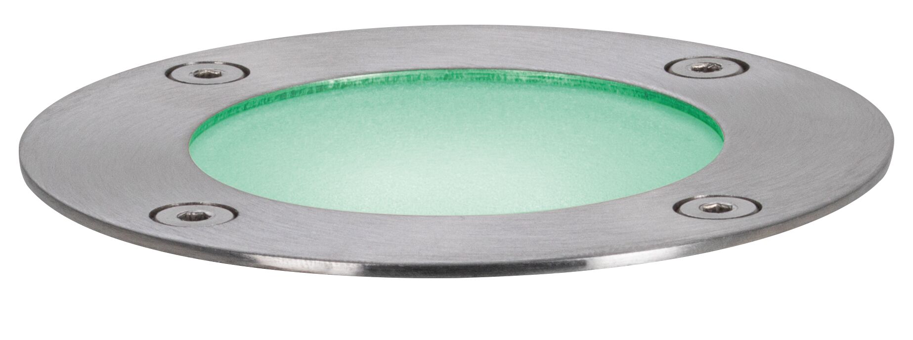 Rundes Edelstahl-Einbauleuchtengehäuse mit grünem Glas für LED-Bodenbeleuchtung