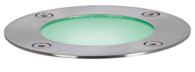Rundes Edelstahl-Einbauleuchtengehäuse mit grünem Glas für LED-Bodenbeleuchtung