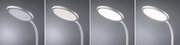 White LED desk lamp with flexible neck and adjustable brightness for office and home use