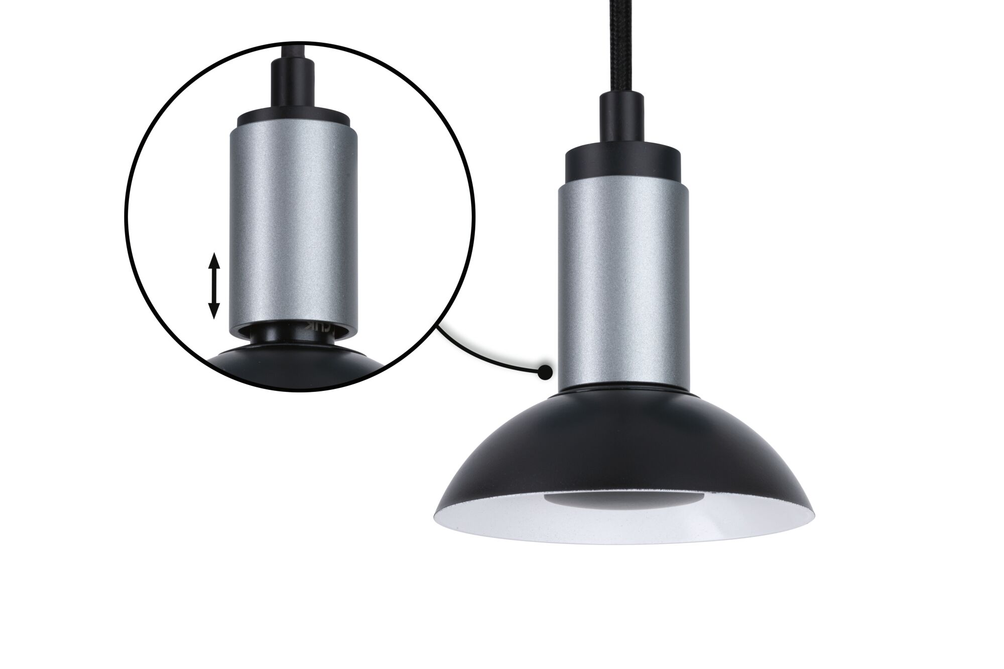Suspension réglable en aluminium noir et argent pour éclairage intérieur moderne