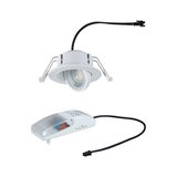Weißer LED-Einbaustrahler mit verstellbarem Kopf und schwarzem Anschlusskabel für moderne Beleuchtung
