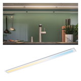 Slim white LED under-cabinet light with warm and cool white light for kitchen lighting
