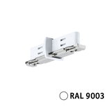 Weißer Schienenverbinder aus Kunststoff und Metall für Stromschienen mit RAL 9003 Farbe
