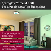 Plafonnier rond Spaceglow Three LED 3D avec lumière blanche et effet 3D dans un salon moderne