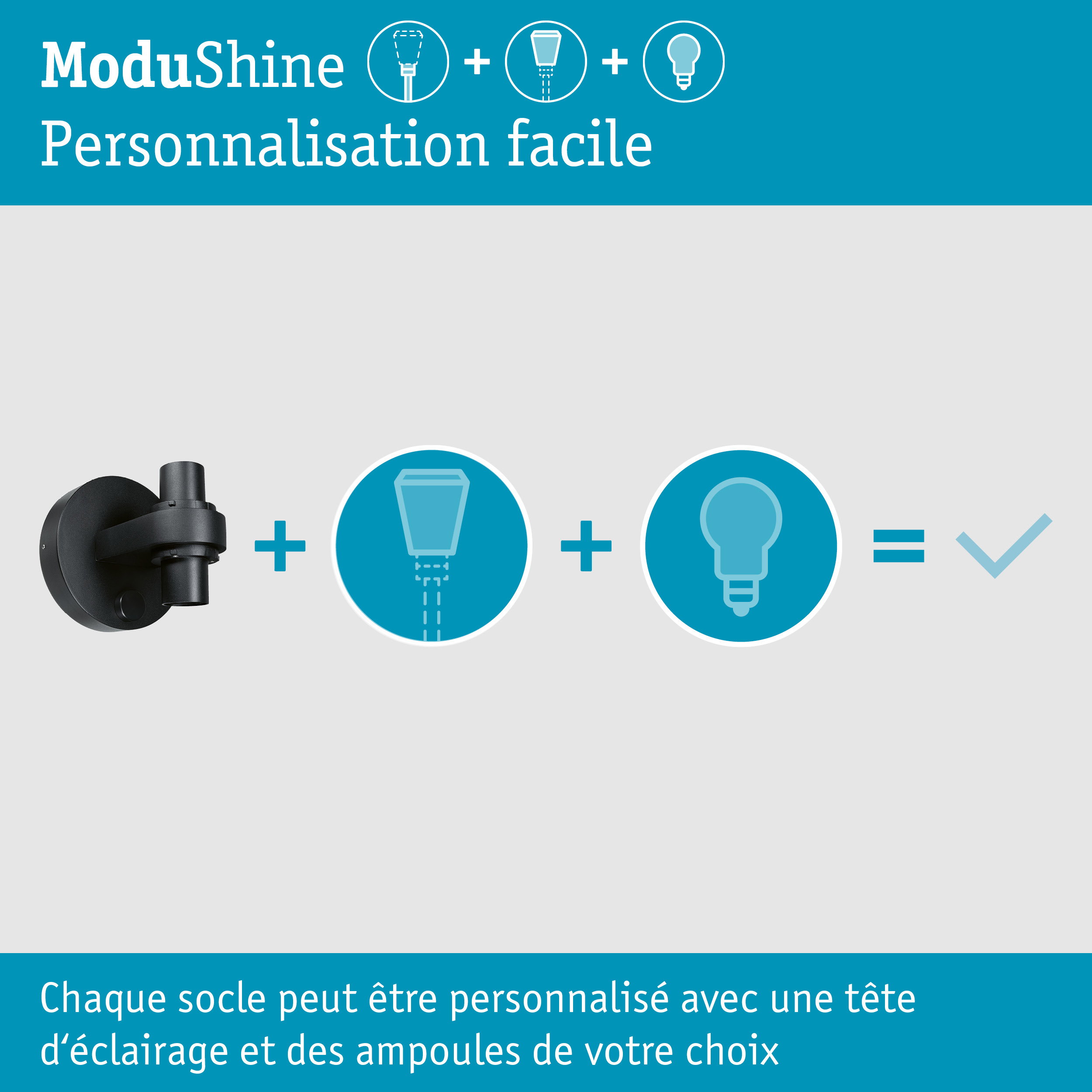 ModuShine Support mural Double émission lumineuse IP44 rond Anthracite