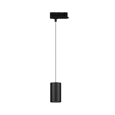 Schwarze Zylinder-Pendelleuchte aus Metall mit schmalem Kabel für moderne Innenbeleuchtung