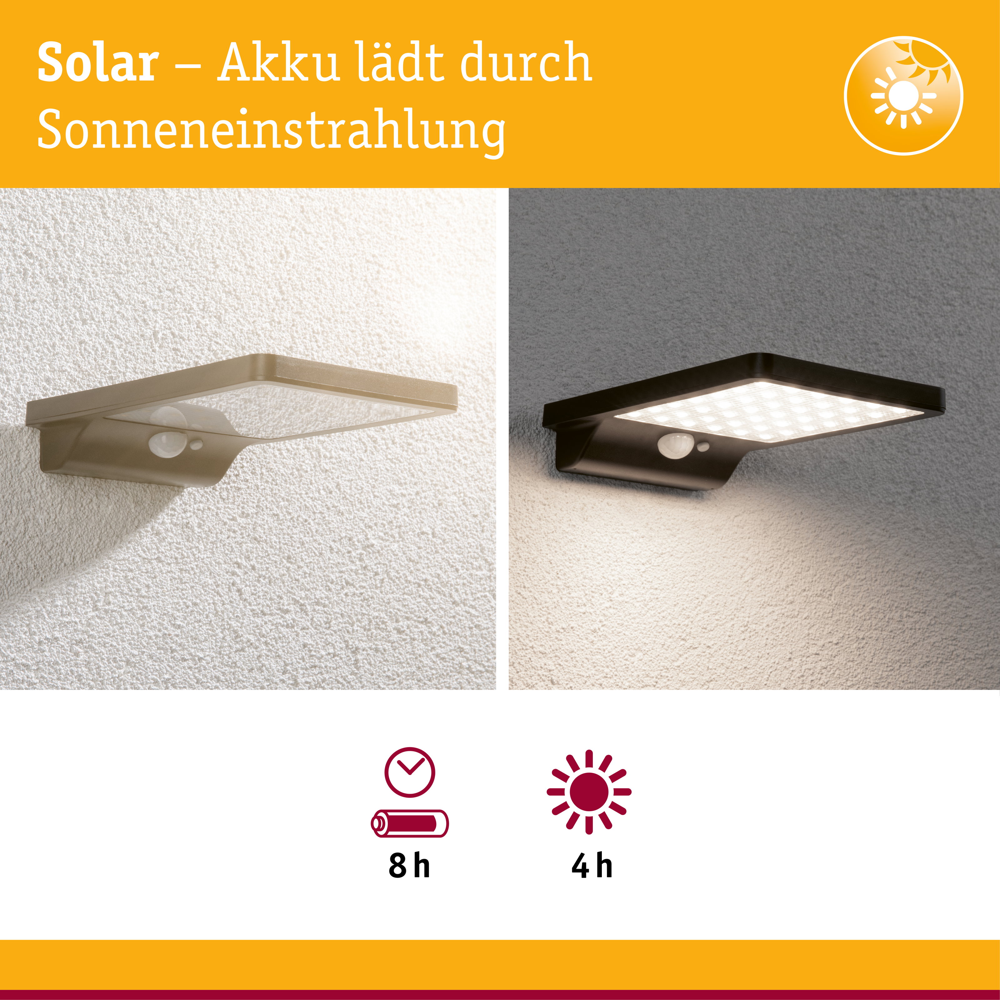 Solar LED Außenwandleuchte Solveig Bewegungsmelder IP44 3000K 338lm Schwarz