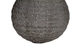 Round grey paper lampshade with floral cutouts for decorative lighting effect