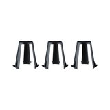 Three black plastic lamp holders with open design for flexible mounting and LED lighting