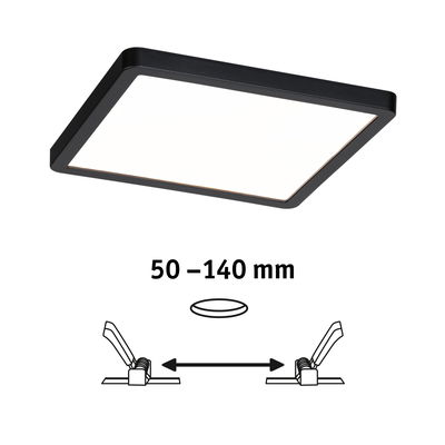 Plafonnier LED carré noir avec diffuseur blanc et distance de montage réglable 50-140 mm