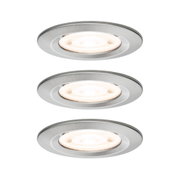 Rundes Einbaustrahler aus gebürstetem Edelstahl mit warmweißem LED-Licht für moderne Innenbeleuchtung