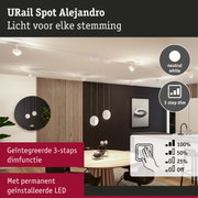 URail Spot Alejandro witte LED-plafondlamp met geïntegreerde 3-staps dimfunctie voor woonkamers