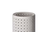 White ceramic lampshade with square perforation pattern for decorative LED lighting