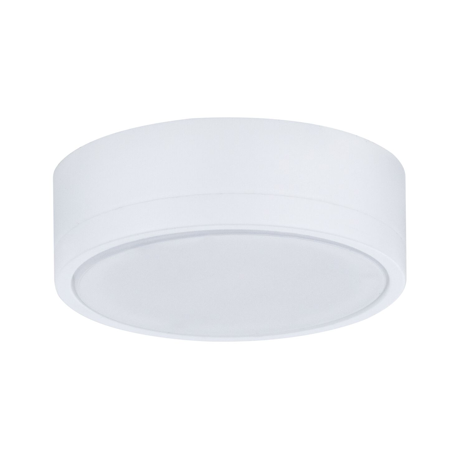 Round white LED ceiling light made of plastic for energy-efficient room lighting