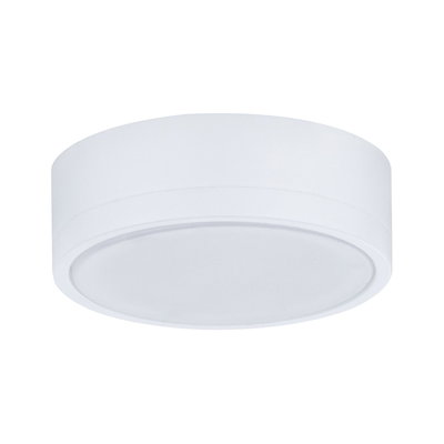 Round white LED ceiling light made of plastic for energy-efficient room lighting