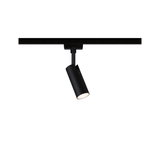 Black metal LED spotlight on track system for flexible room lighting solutions